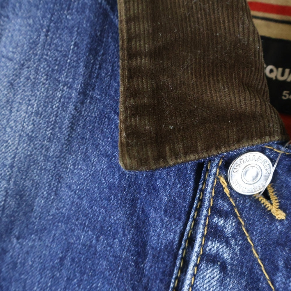 DSQUARED2(ディースクエアード) 18AW DAN JEAN JACKET 襟コーデュロイ ウエスタンデザイン デニム トラッカージャケット インディゴ S71AN0014 S30309