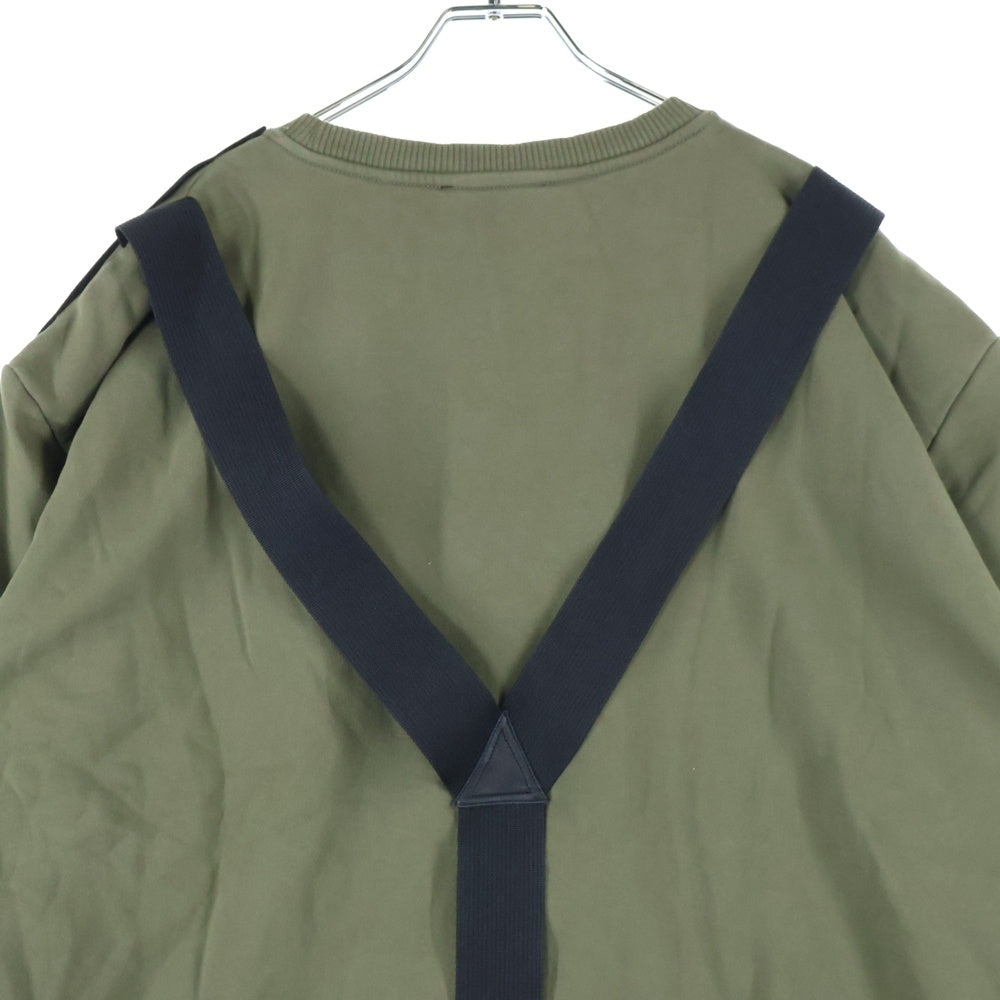 DIESEL(ディーゼル) パラシュートデザイン 袖裾カットオフ クルーネック スウェット 半袖トレーナー グリーン