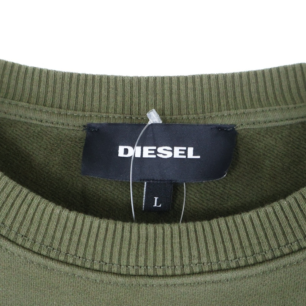 DIESEL(ディーゼル) パラシュートデザイン 袖裾カットオフ クルーネック スウェット 半袖トレーナー グリーン