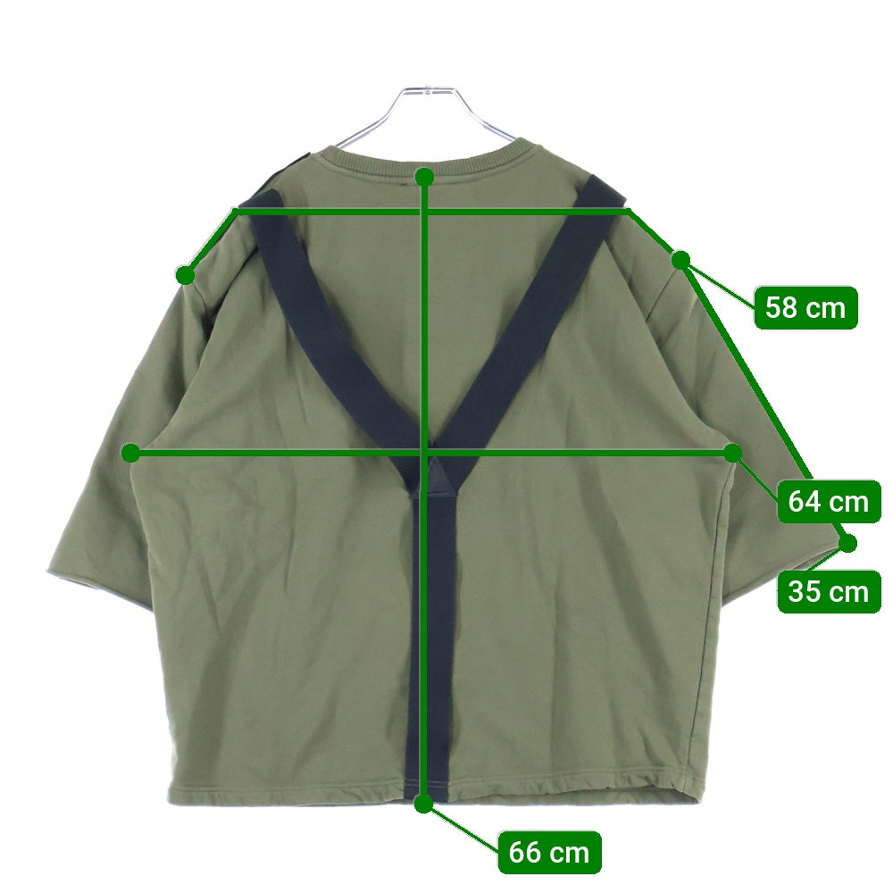 DIESEL(ディーゼル) パラシュートデザイン 袖裾カットオフ クルーネック スウェット 半袖トレーナー グリーン