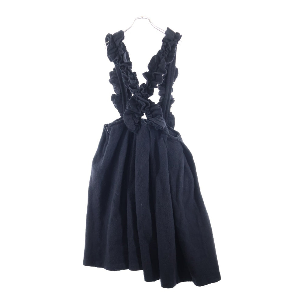 COMME des GARCONS COMME des GARCONS(コムデギャルソンコムデギャルソン) 22AW ウール ラッフル トリム キャミワンピース ドレス レディース ブラック RJ-A003 AD2022