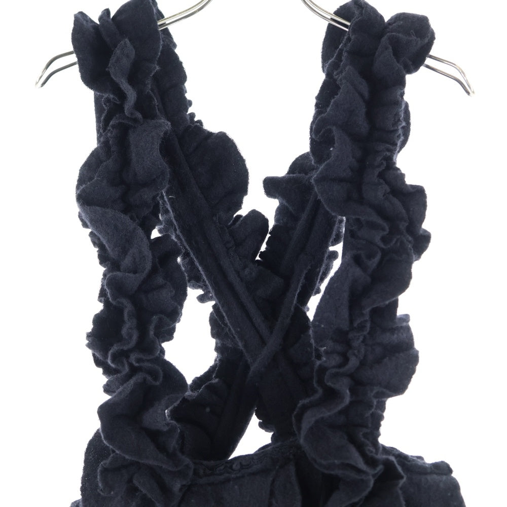 COMME des GARCONS COMME des GARCONS(コムデギャルソンコムデギャルソン) 22AW ウール ラッフル トリム キャミワンピース ドレス レディース ブラック RJ-A003 AD2022