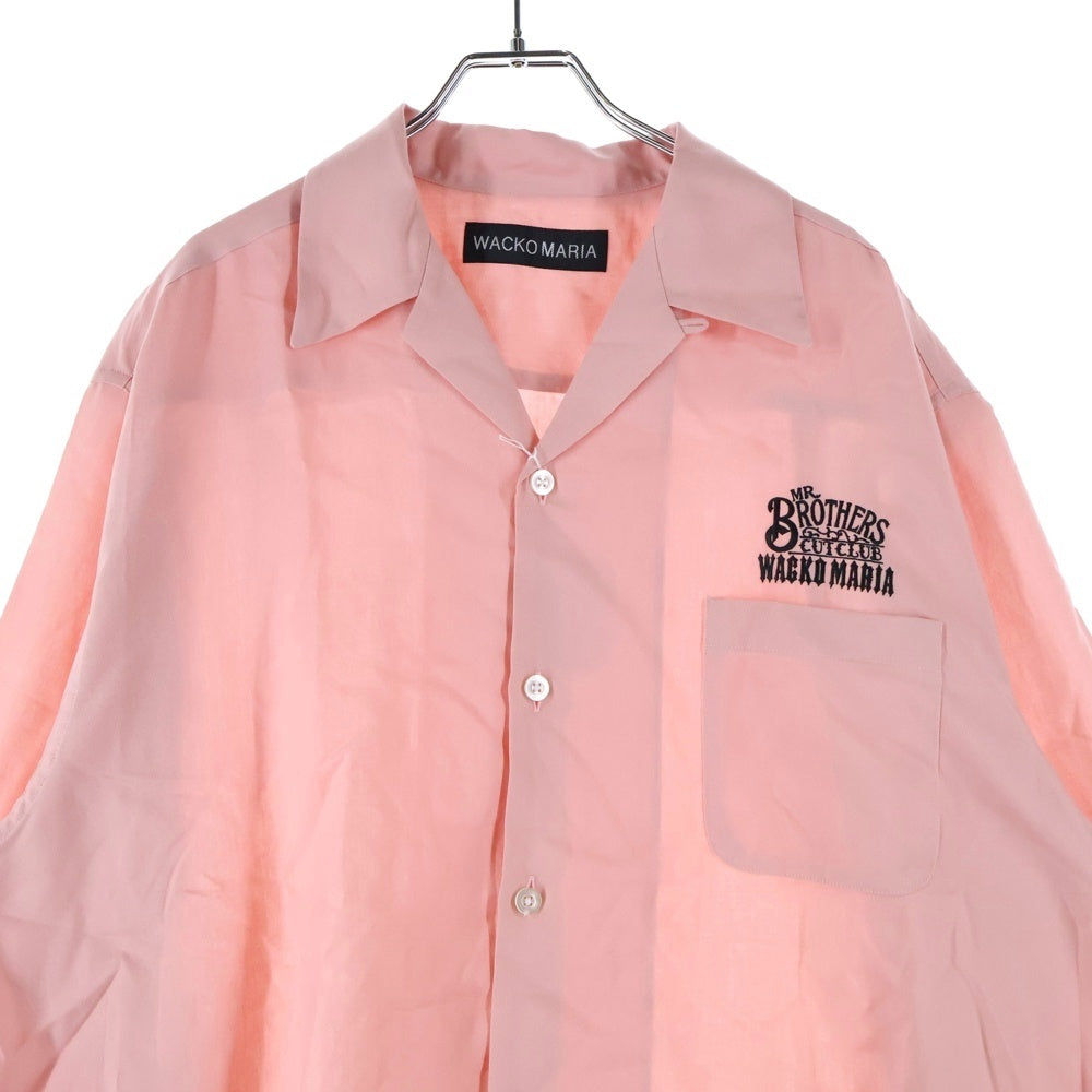 WACKO MARIA(ワコマリア) 25SS ×MR.BROTHERS CUT CLUB 50'S SHIRT ミスターブラザーズ 胸ロゴ刺繍 長袖オープンカラーシャツ ピンク
