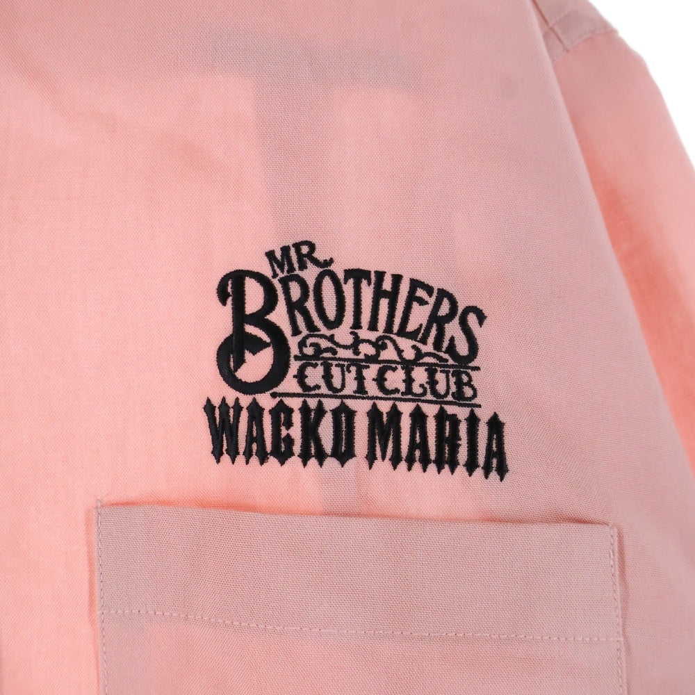 WACKO MARIA(ワコマリア) 25SS ×MR.BROTHERS CUT CLUB 50'S SHIRT ミスターブラザーズ 胸ロゴ刺繍 長袖オープンカラーシャツ ピンク