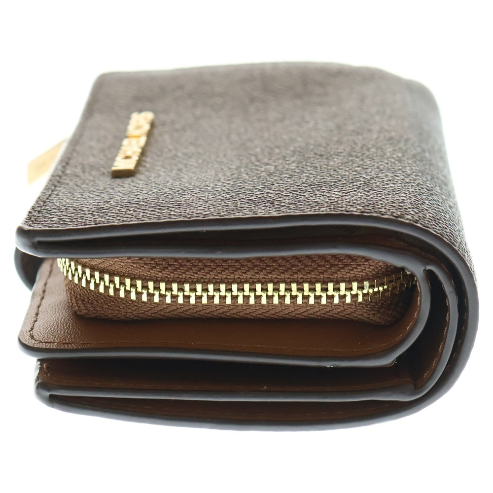 MICHAEL KORS(マイケルコース) JET SET TRAVEL ジェットセットトラベル シグネチャー キャンバス コンパクトウォレット 二つ折り財布 ブラウン 35F8GTVF2B