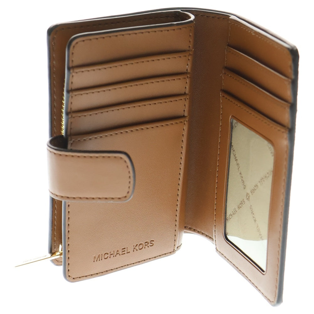 MICHAEL KORS(マイケルコース) JET SET TRAVEL ジェットセットトラベル シグネチャー キャンバス コンパクトウォレット 二つ折り財布 ブラウン 35F8GTVF2B