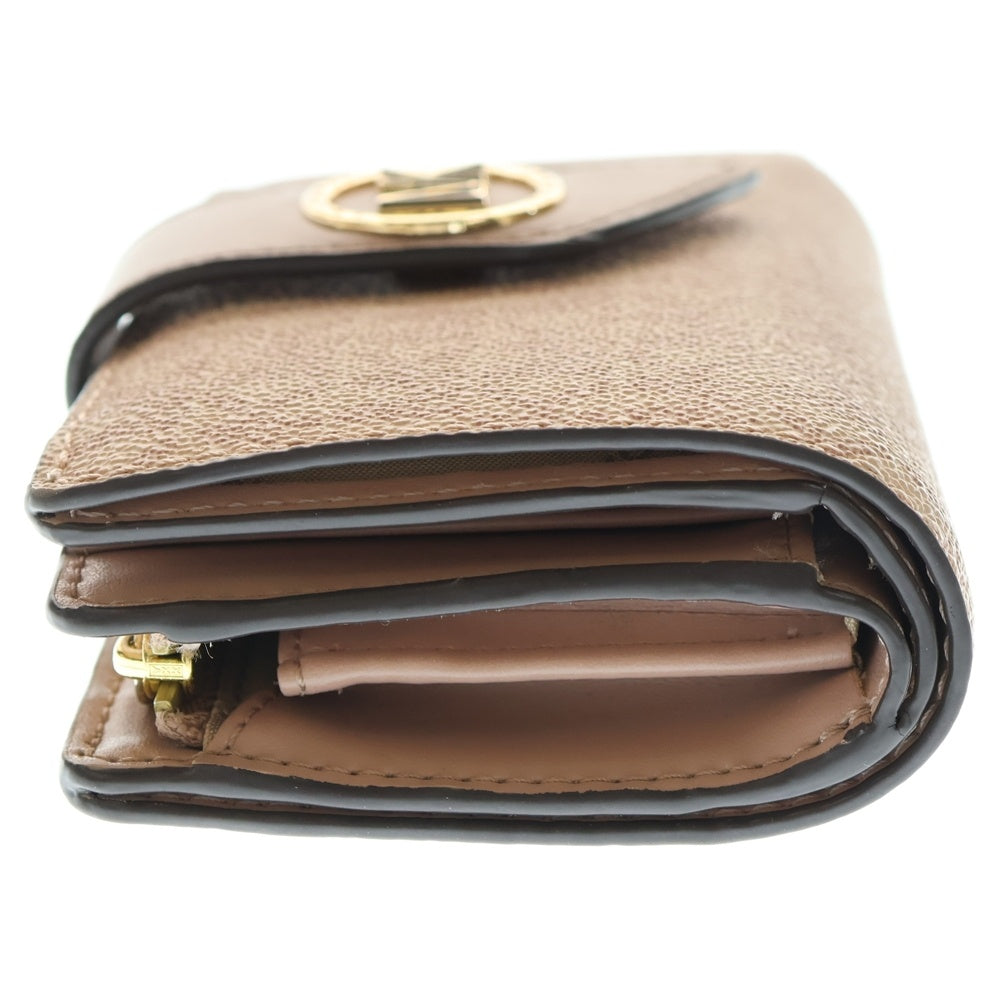 MICHAEL KORS(マイケルコース) GREENWICH ロゴプレート シグネチャー モノグラムキャンバス コンパクトウォレット 二つ折り財布 ピンク 32H1GGRE8B