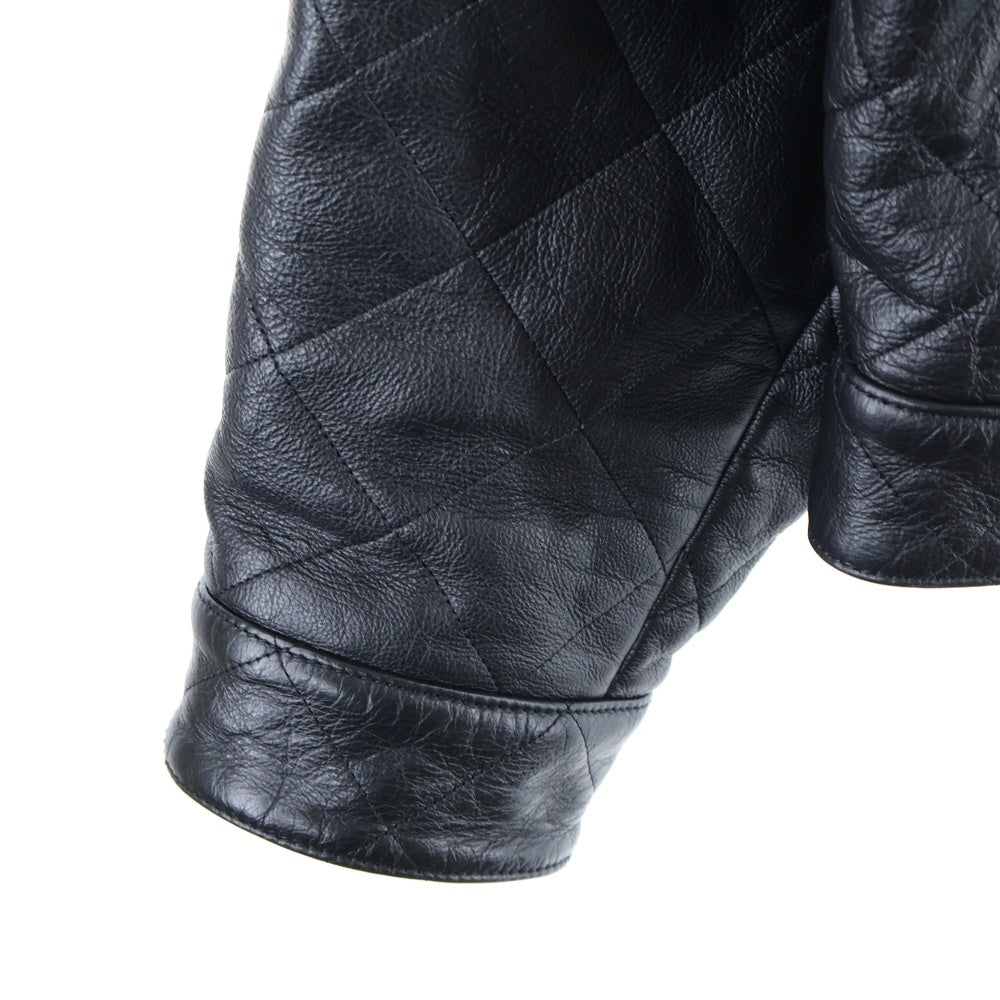 BALENCIAGA(バレンシアガ) DIAMOND PATTERNED COWHIDE JACKET ダイアモンドパターンド カウハイド レザージャケット ブラック 646455