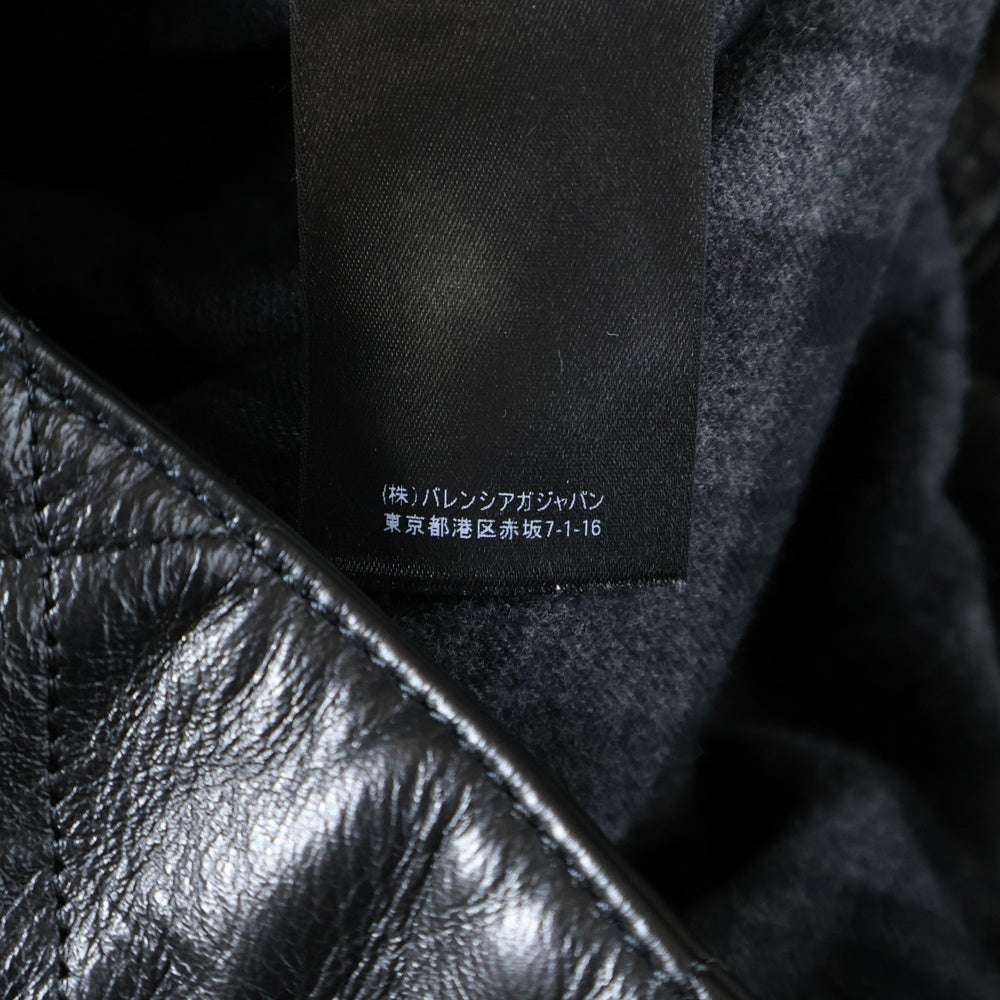 BALENCIAGA(バレンシアガ) DIAMOND PATTERNED COWHIDE JACKET ダイアモンドパターンド カウハイド レザージャケット ブラック 646455