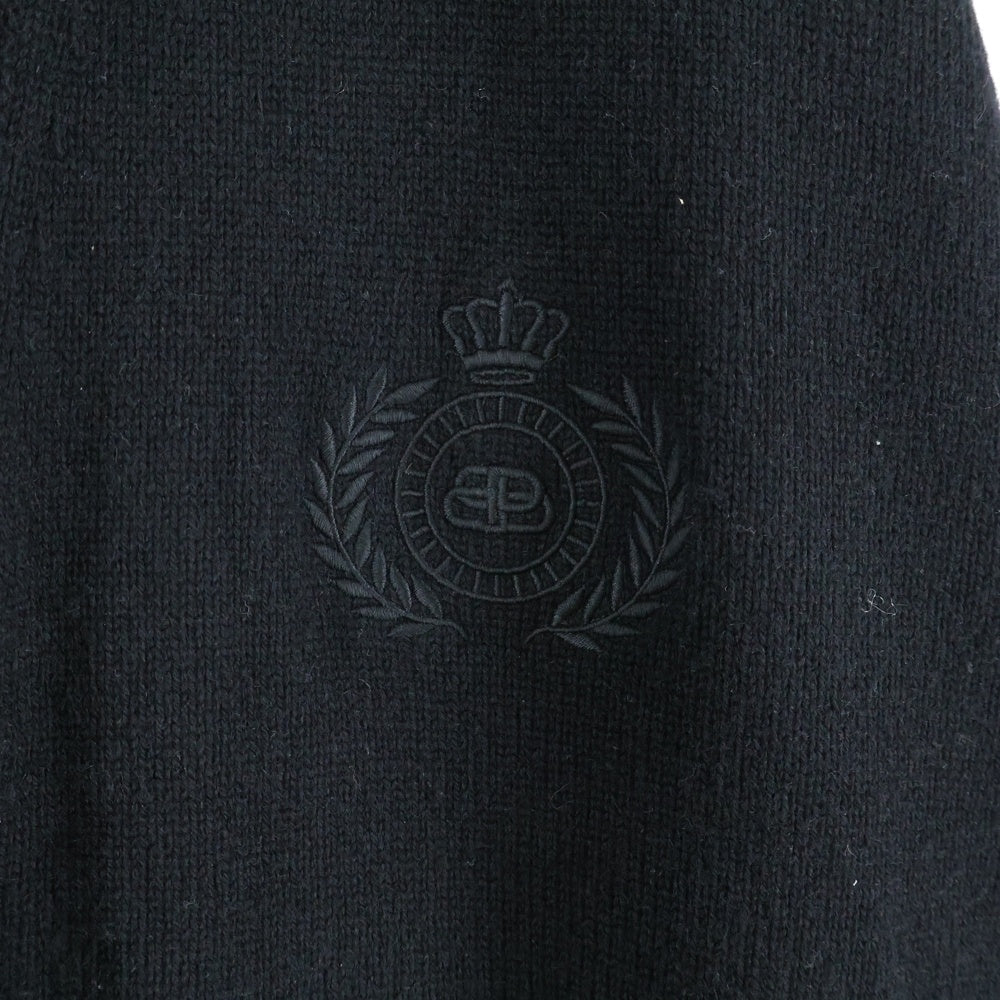 BALENCIAGA(バレンシアガ) 22AW カシミヤ混 フロントロゴエンブロイダリー カーディガン ニット ブラック 704124