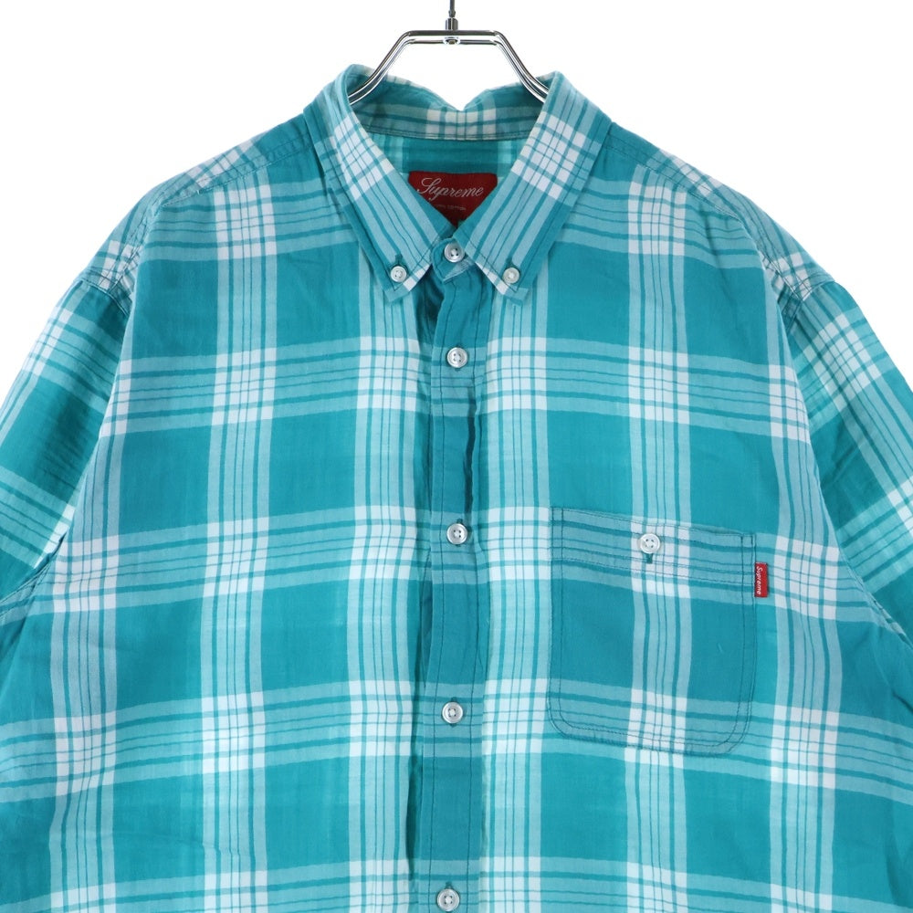 SUPREME(シュプリーム) 10SS Plaid BD S/S Shirt プレイド ボタンダウン 半袖シャツ スカイブルー
