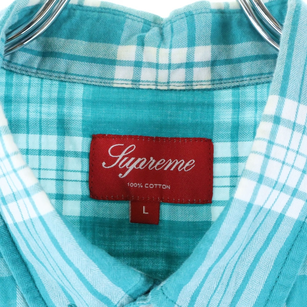 SUPREME(シュプリーム) 10SS Plaid BD S/S Shirt プレイド ボタンダウン 半袖シャツ スカイブルー