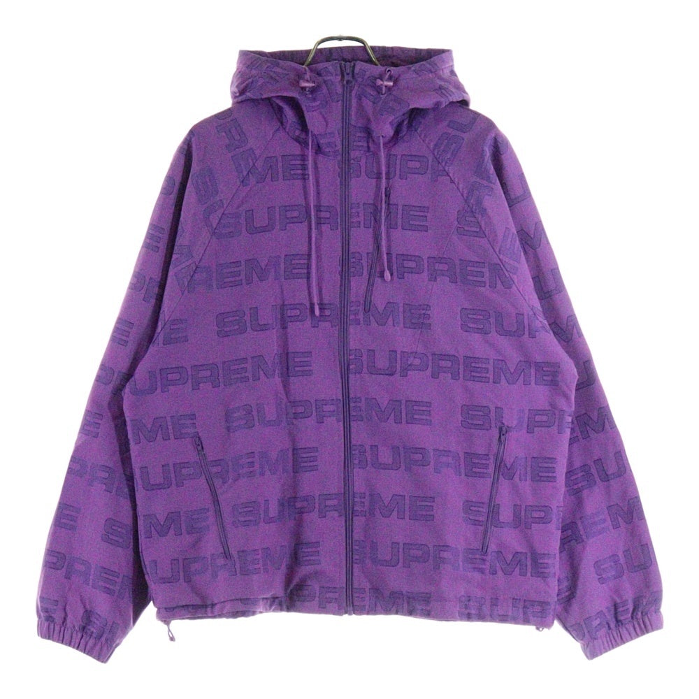 SUPREME(シュプリーム) 21AW Logo Ripstop Hooded Track Jacket ロゴ リップストップ 総柄 ジップアップ フーデッド トラックジャケット パープル