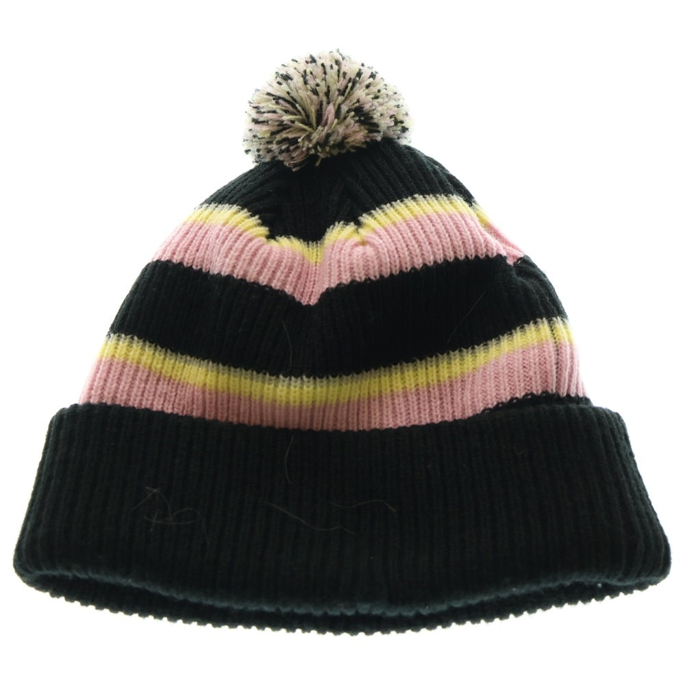 SUPREME(シュプリーム) 17AW Big Stripe Beanie ビッグストライプ ボンボン付 アクリルニットビーニー ピンク/ブラック