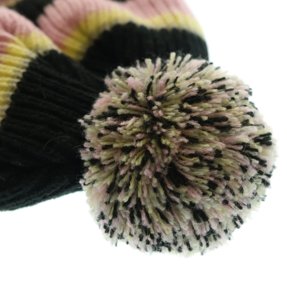 SUPREME(シュプリーム) 17AW Big Stripe Beanie ビッグストライプ ボンボン付 アクリルニットビーニー ピンク/ブラック