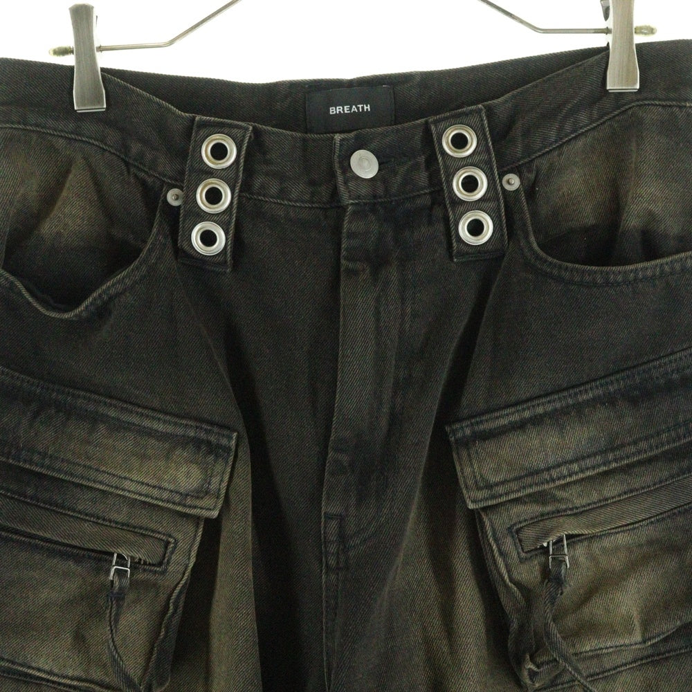BREATH(ブレス) 24SS DAMAGE CARGO BIG SHORTS ダメージ加工 カーゴビッグショーツ デニムショートパンツ ブラック BR24SS-P1007