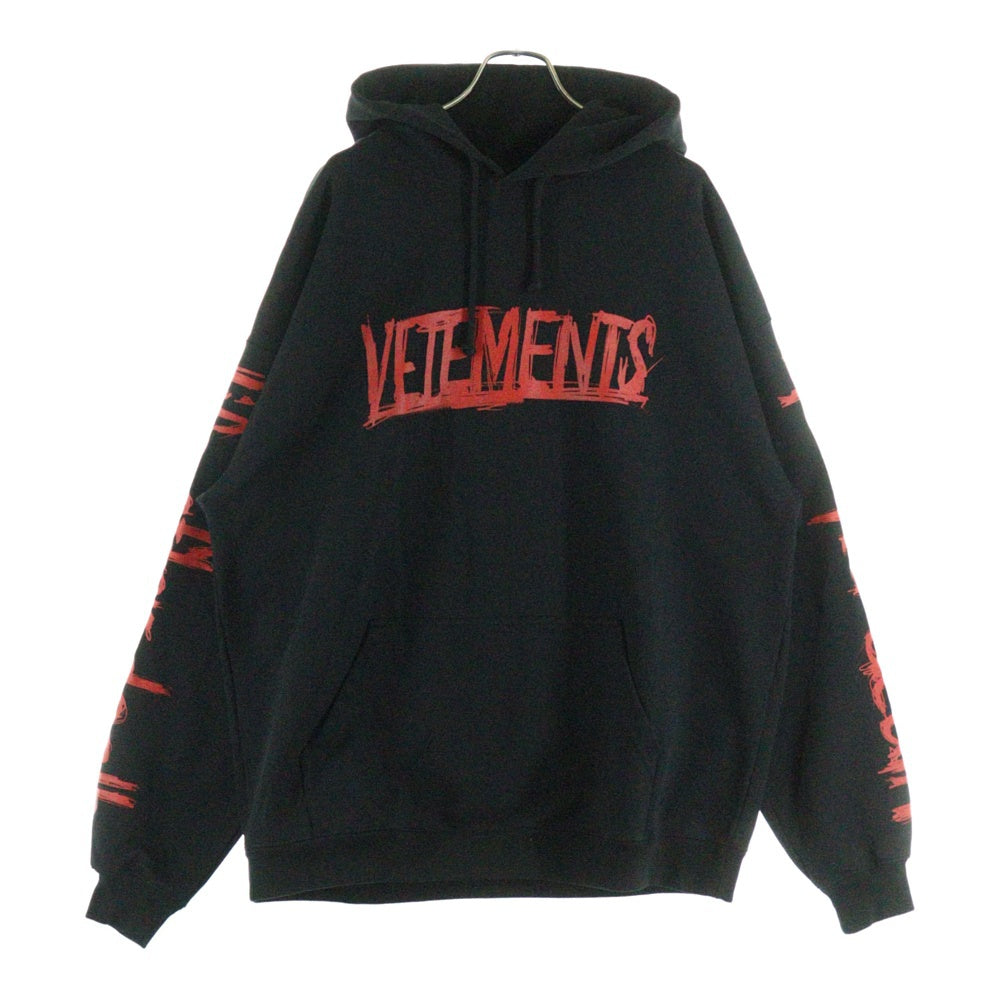 VETEMENTS(ヴェトモン) 21AW WORLD TOUR HOODIE ワールドツアー ロゴプリント プルオーバーパーカー フーディー ブラック UA52TR910R