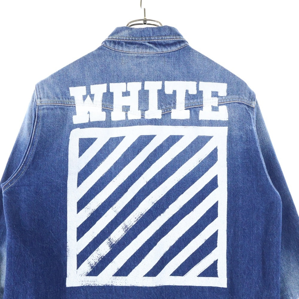 OFF-WHITE(オフホワイト) DENIM SHIRT ダメージ加工 バックプリント デニム ウエスタン長袖シャツ インディゴ