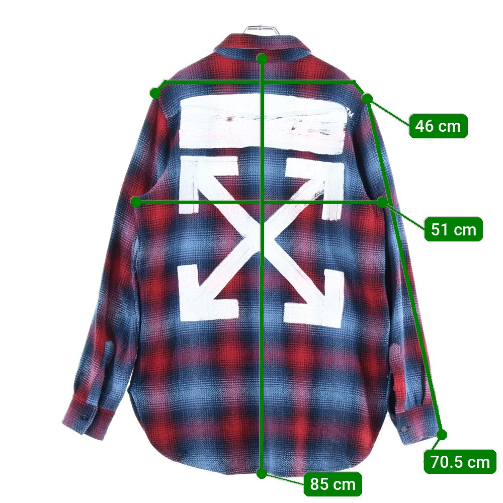 OFF-WHITE(オフホワイト) 17AW CHECK SHIRT アロープリント チェック柄 ウエスタン長袖シャツ レッド/ブルー OMGA001F17590017