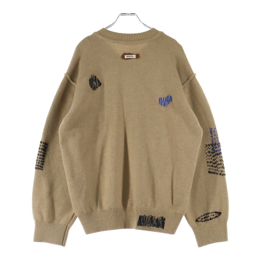ADER ERROR(アーダーエラー) 20AW バックロゴパッチ Vネックニットセーター ブラウン BTAFWLK09BG1