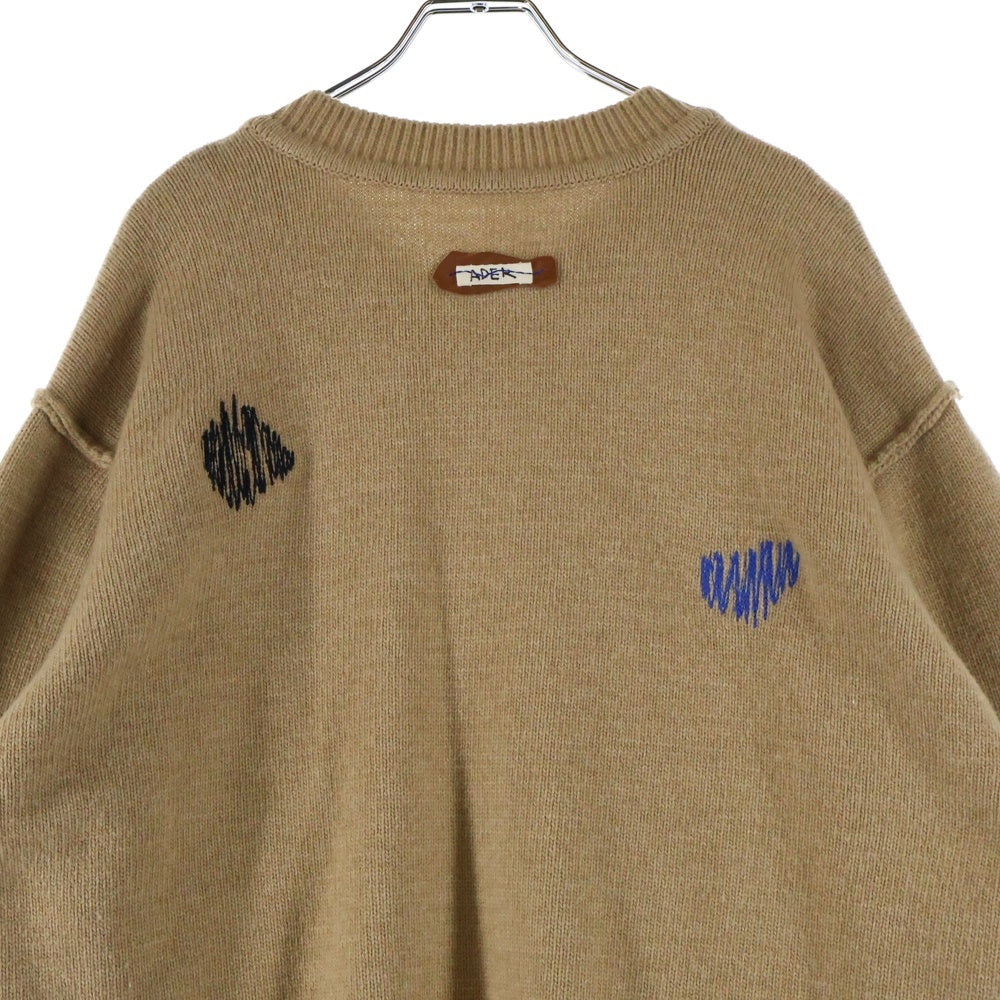 ADER ERROR(アーダーエラー) 20AW バックロゴパッチ Vネックニットセーター ブラウン BTAFWLK09BG1