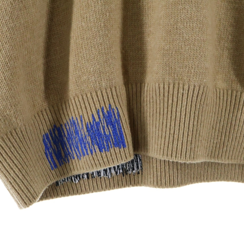 ADER ERROR(アーダーエラー) 20AW バックロゴパッチ Vネックニットセーター ブラウン BTAFWLK09BG1