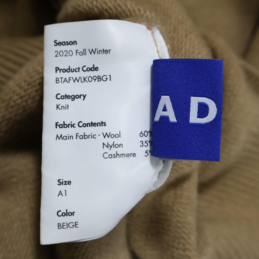 ADER ERROR(アーダーエラー) 20AW バックロゴパッチ Vネックニットセーター ブラウン BTAFWLK09BG1