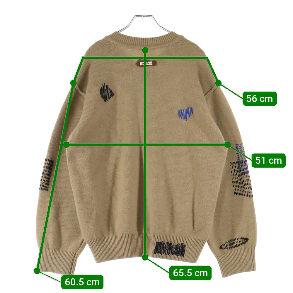 ADER ERROR(アーダーエラー) 20AW バックロゴパッチ Vネックニットセーター ブラウン BTAFWLK09BG1