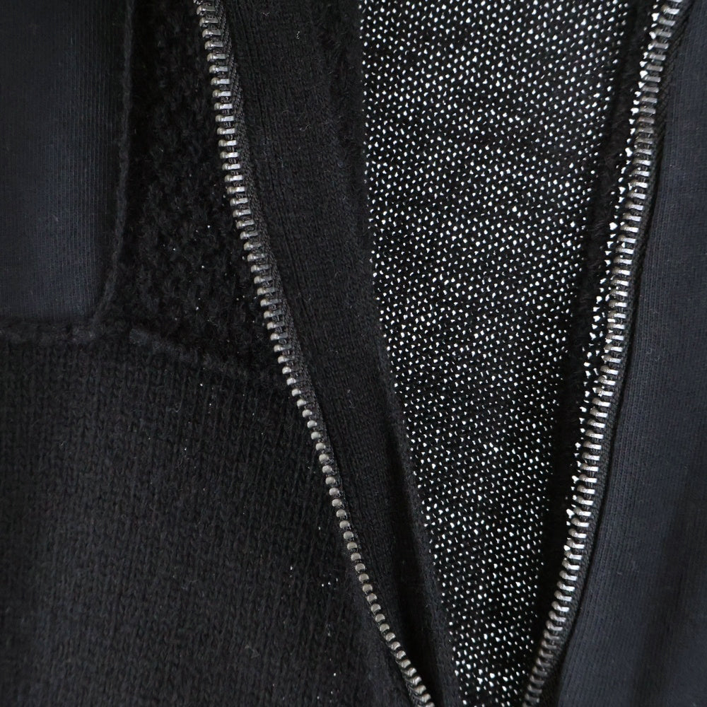 DIESEL(ディーゼル) パッチワーク ニット ジップアップ フーディー パーカー ブラック