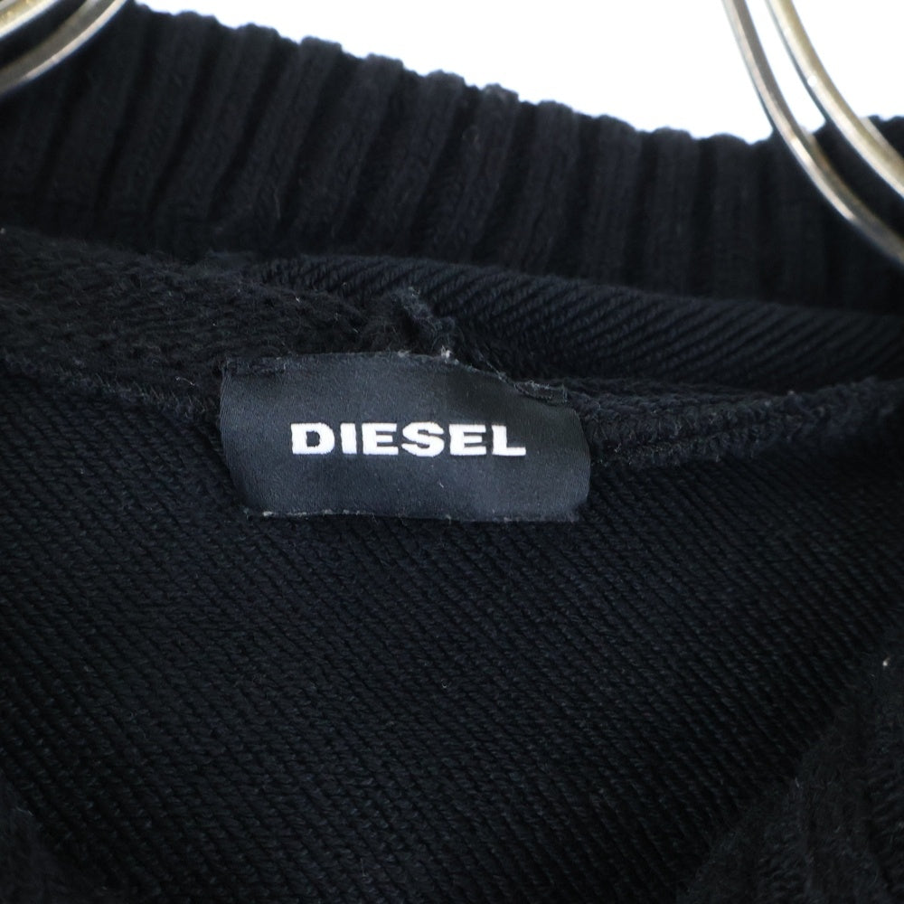 DIESEL(ディーゼル) パッチワーク ニット ジップアップ フーディー パーカー ブラック