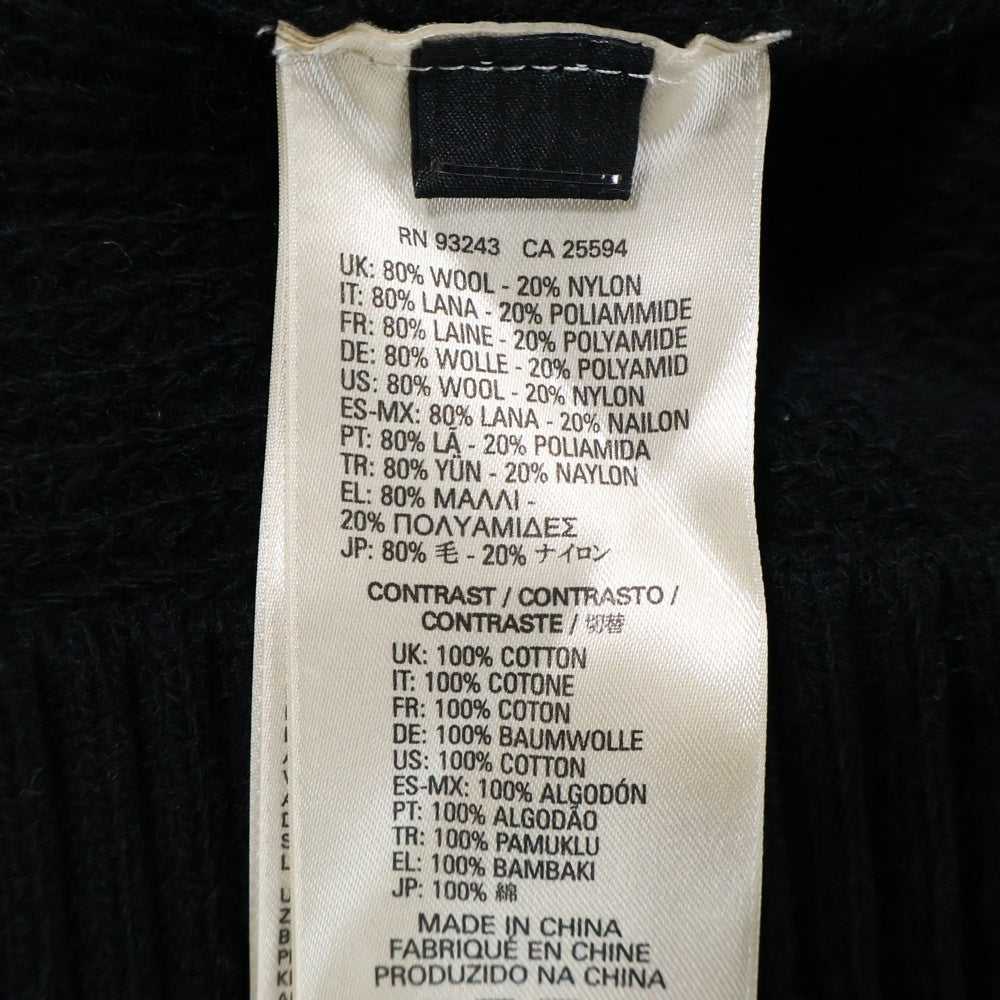 DIESEL(ディーゼル) パッチワーク ニット ジップアップ フーディー パーカー ブラック