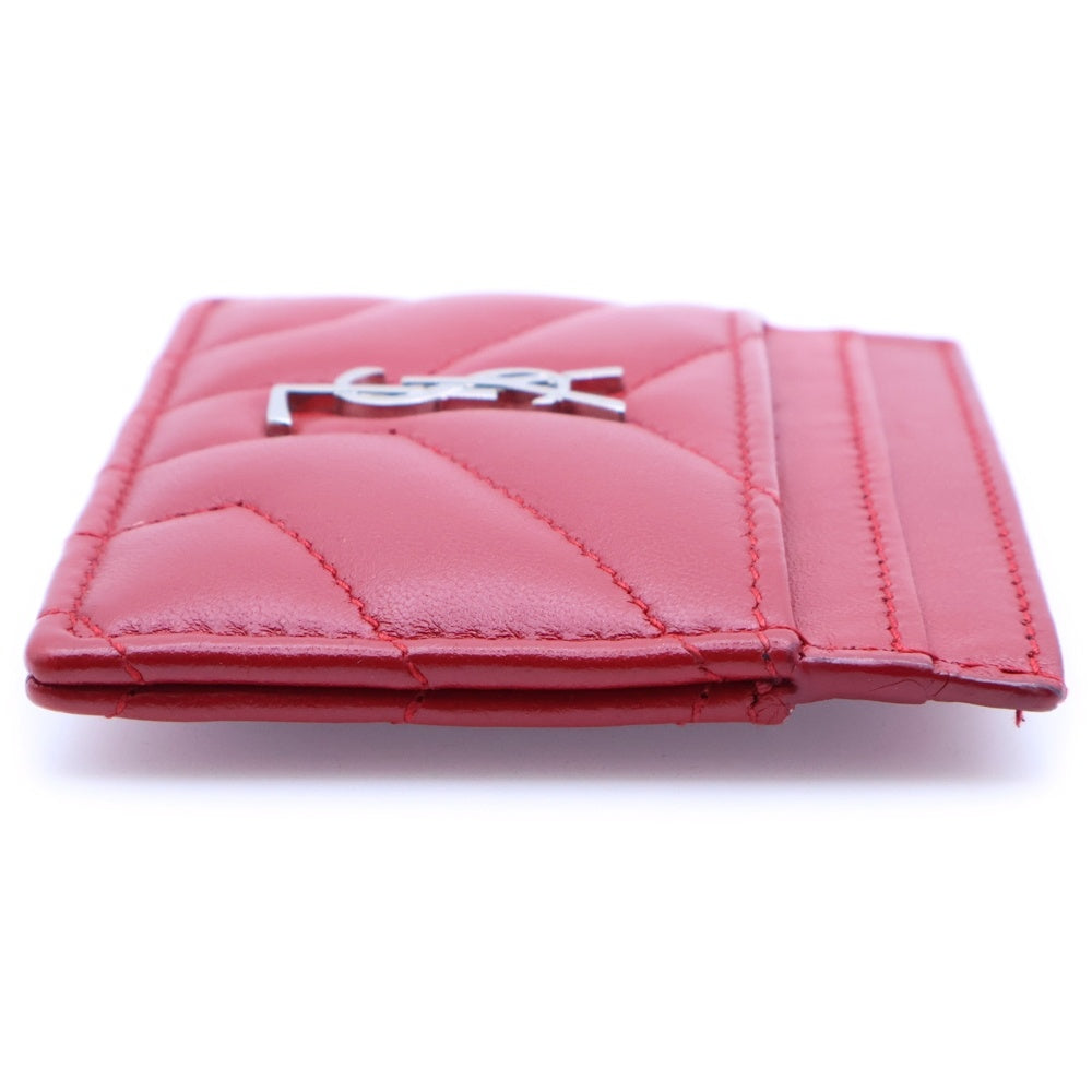 SAINT LAURENT PARIS(サンローランパリ) YSLロゴプレート レザーカードケース コンパクトウォレット 財布 レッド 423291