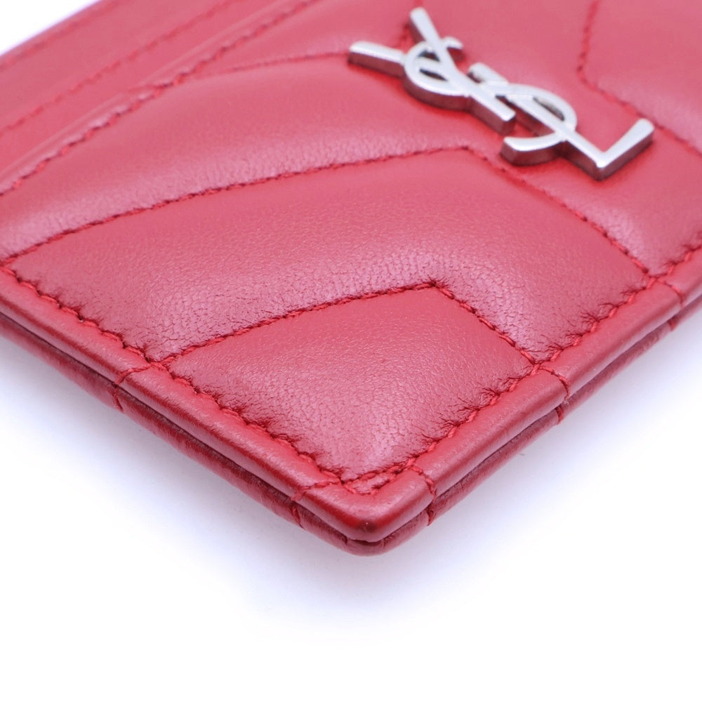 SAINT LAURENT PARIS(サンローランパリ) YSLロゴプレート レザーカードケース コンパクトウォレット 財布 レッド 423291