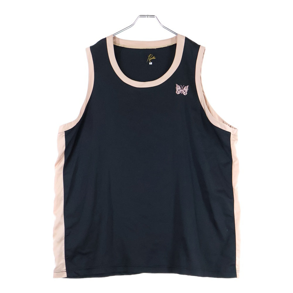 Needles(ニードルス) パピヨンロゴエンブロイダリー ラウンドネック タンクトップ ブラック/ピンク EJ181