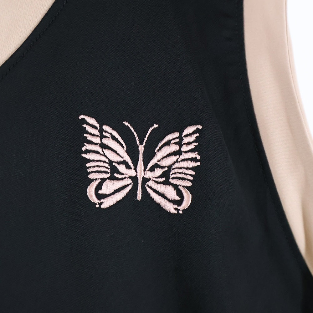 Needles(ニードルス) パピヨンロゴエンブロイダリー ラウンドネック タンクトップ ブラック/ピンク EJ181