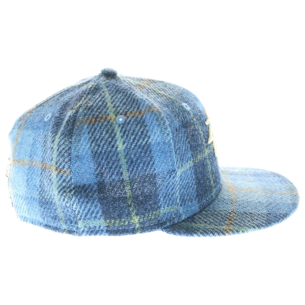 STUSSY(ステューシー) ×HARRIS TWEED ×NEW ERA 59FIFTY ハリスツイード ニューエラ チェック キャップ 帽子 ブルー