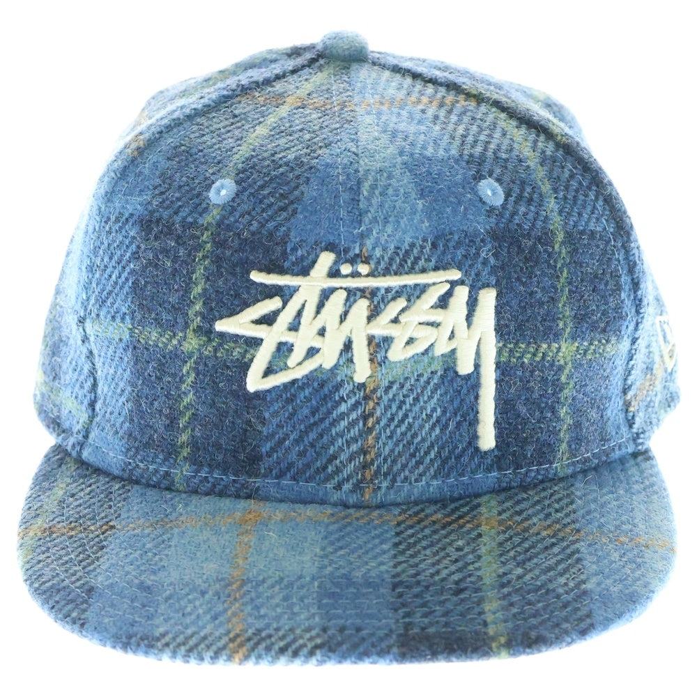 STUSSY(ステューシー) ×HARRIS TWEED ×NEW ERA 59FIFTY ハリスツイード ニューエラ チェック キャップ 帽子 ブルー