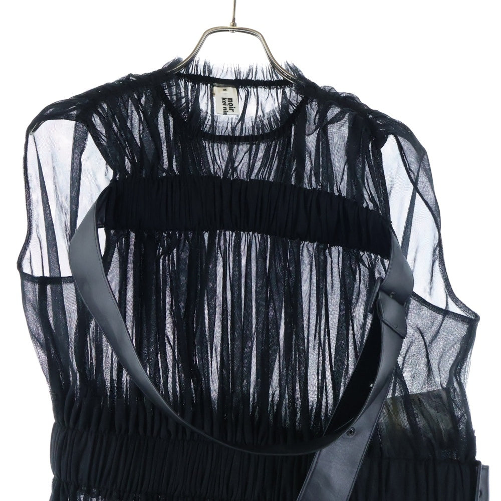 NOIR KEI NINOMIYA(ノワール ケイニノミヤ) 17AW チュール ギャザー ボリューム エンパイアライン ドレス ワンピース レディース ブラック 3T-O005