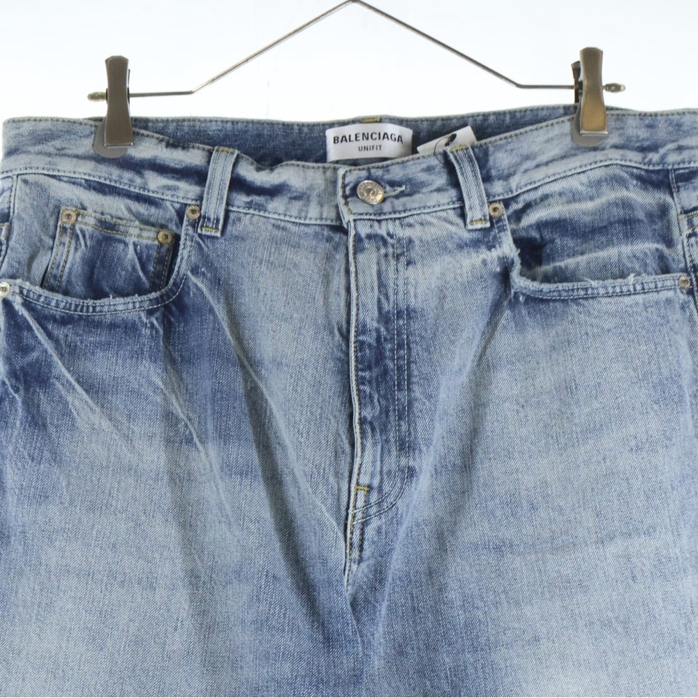 BALENCIAGA(バレンシアガ) Flared Pants Blue Authentic Ring フレアド デニムパンツ ユーズド加工 オーセンティック リング インディゴブルー 697829 TMW26
