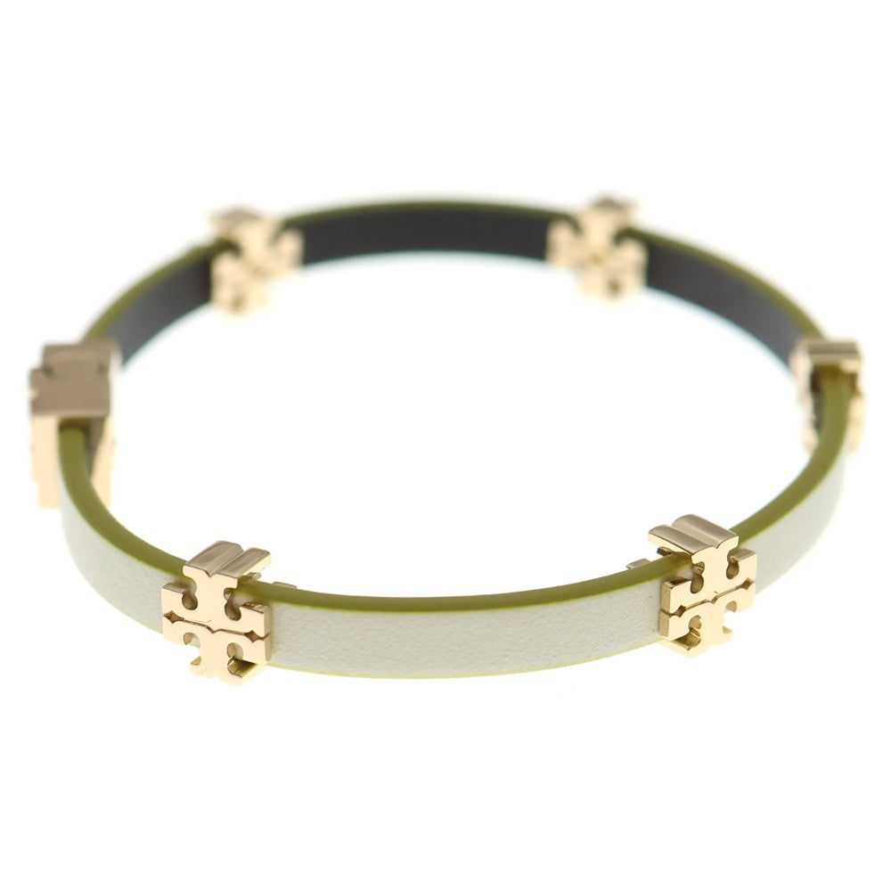 TORY BURCH(トリー バーチ) ELEANOR エノレア レザー ブレスレット ホワイト/イエロー レディース 147235