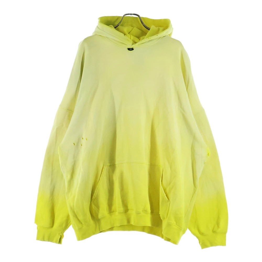 BALENCIAGA(バレンシアガ) 21AW OVERSIZED HOODIE オーバーサイズ デストロイ プルオーバーフーディー パーカー スウェット イエロー 651799 TJVN8