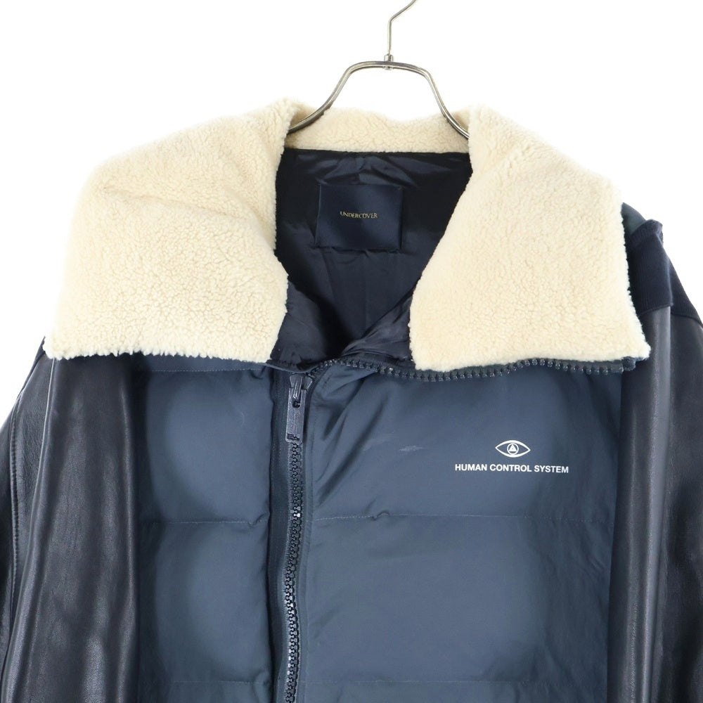 UNDERCOVER /UCT4202★17AW アンダーカバー ダウン ジャケット サイズ3 ブラック 黒 / 試着のみ /ハイネック アーム レザー ボア ブルゾン  アンダーカバー UNDERCOVER 17AW UCT4202 サイズ:3 袖レザーダウン