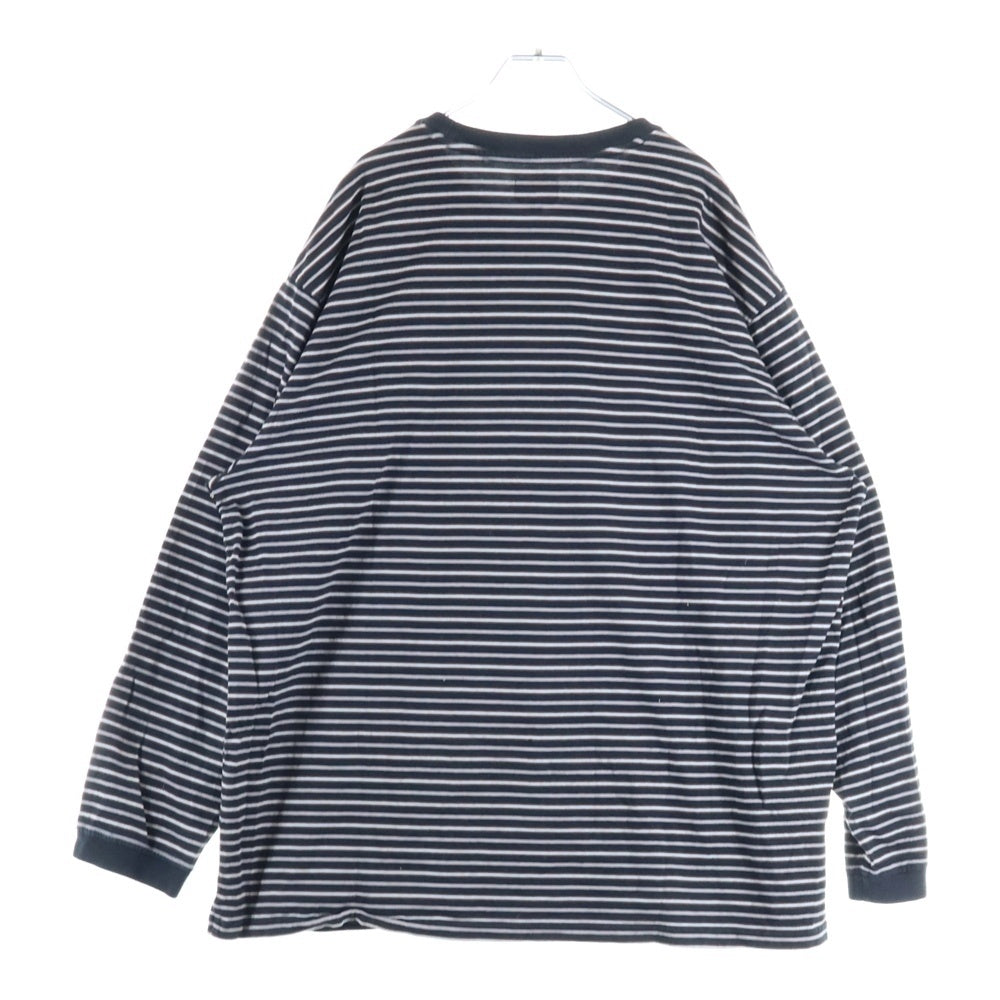 SUPREME(シュプリーム) 21SS Thin Stripe L/S Top シンストライプ フロントロゴプリント 長袖Tシャツ カットソー ブラック