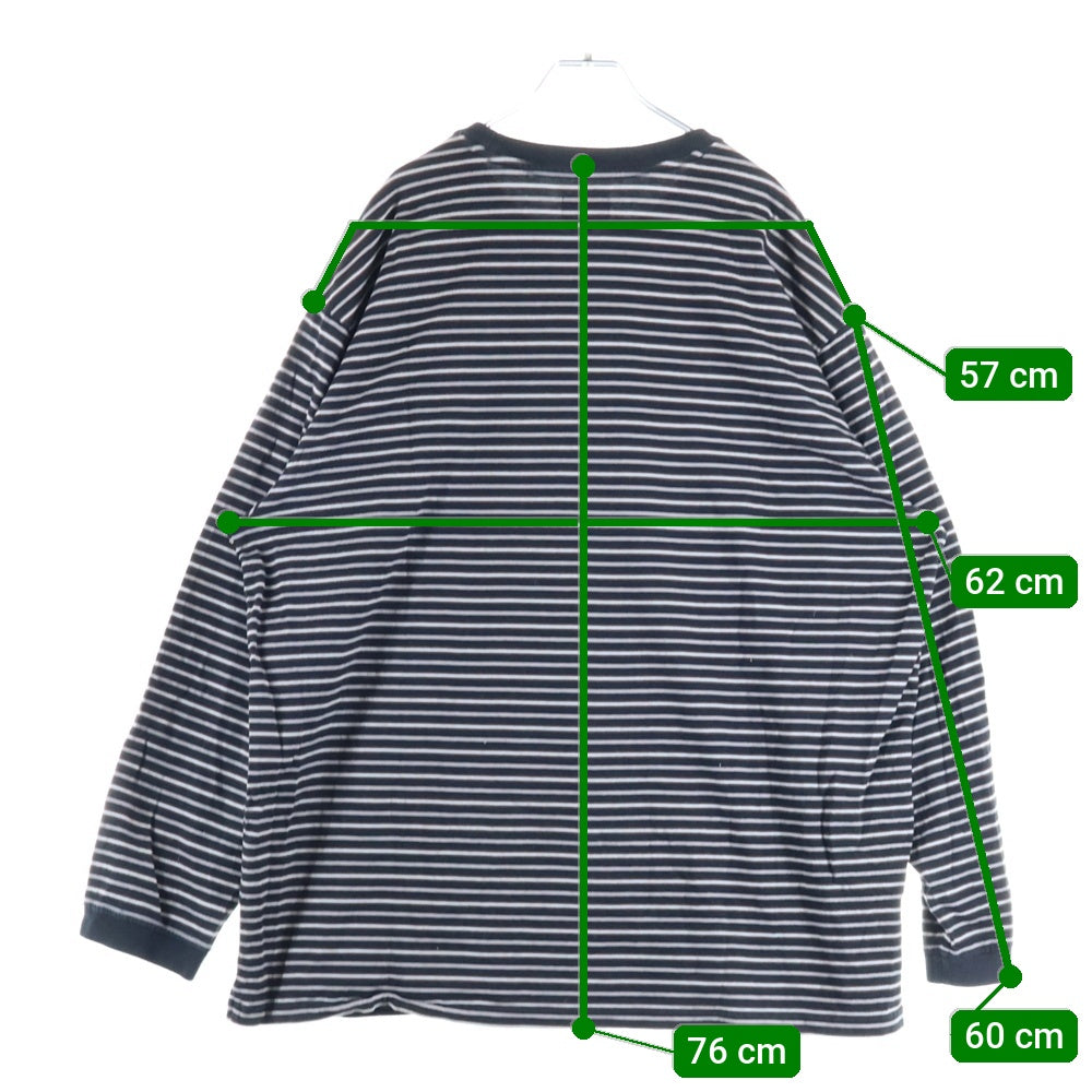 SUPREME(シュプリーム) 21SS Thin Stripe L/S Top シンストライプ フロントロゴプリント 長袖Tシャツ カットソー ブラック