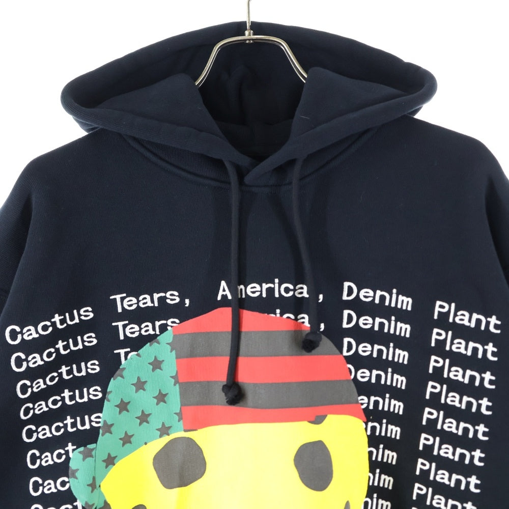 DENIM TEARS(デニムティアーズ) 24AW ×CPFM SMILEY HOODIE カクタスプラントフリーマーケット スマイリー プリント プルオーバーフーディー パーカー スウェット ブラック