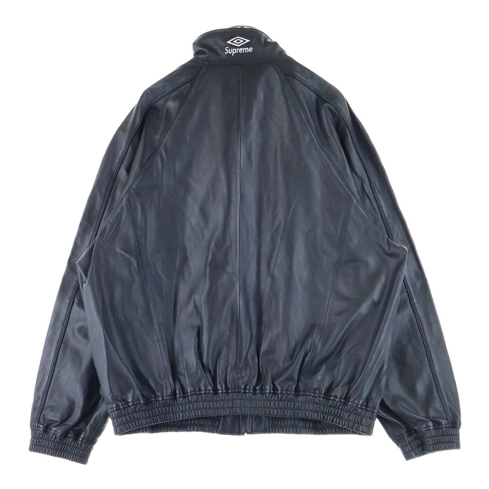 SUPREME(シュプリーム) 25AW ×UMBRO Leather Track Jacket アンブロ ロゴエンブロイダリー レザートラックジャケット ブラック