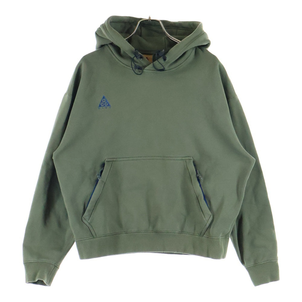 NIKE ACG(ナイキエーシージー) 20SS ロゴ刺繍 ドローコード スウェット プルオーバーパーカー カーキ BQ7199-325