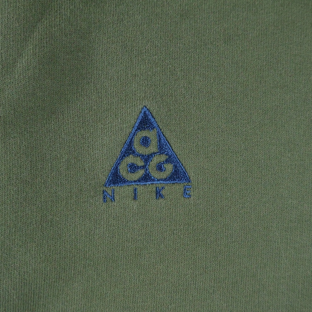 NIKE ACG(ナイキエーシージー) 20SS ロゴ刺繍 ドローコード スウェット プルオーバーパーカー カーキ BQ7199-325