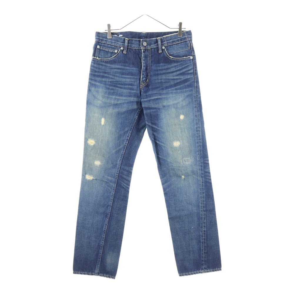 VISVIM(ヴィスヴィム) FLUXUS 03D2.5 SERGE DE NIMES パイソンパッチ ダメージ加工 セルビッチ デニムパンツ インディゴ