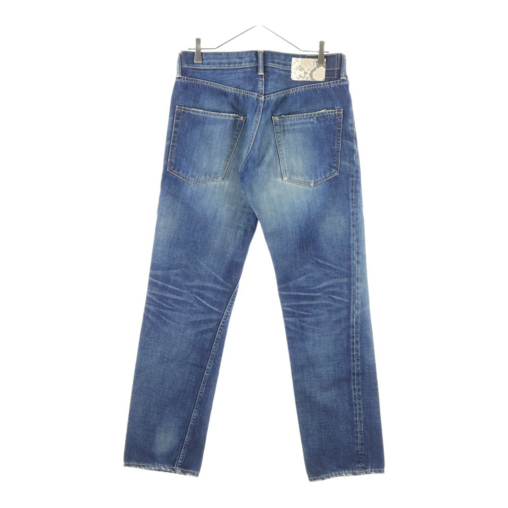 VISVIM(ヴィスヴィム) FLUXUS 03D2.5 SERGE DE NIMES パイソンパッチ ダメージ加工 セルビッチ デニムパンツ インディゴ